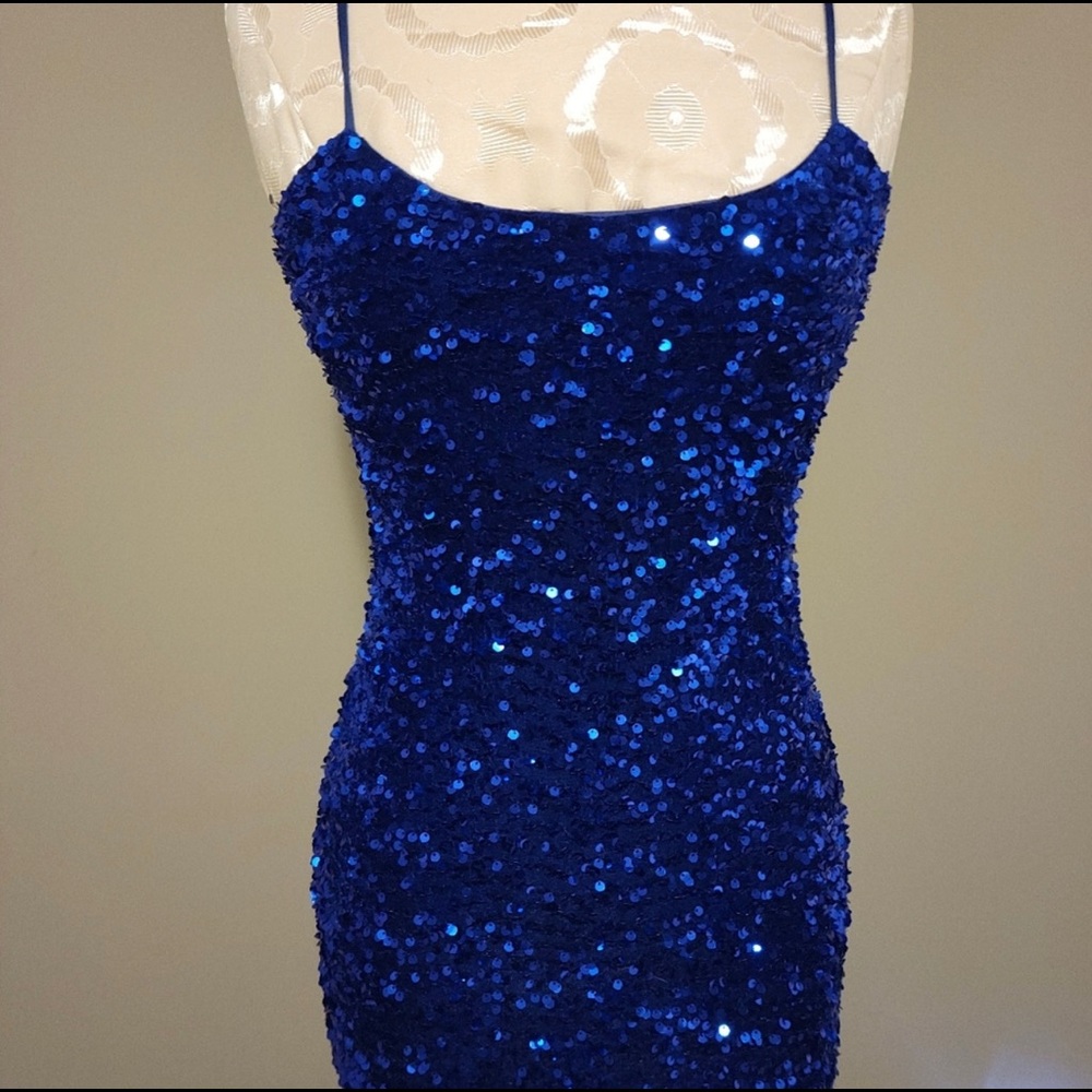 Blue sequence dress sz s